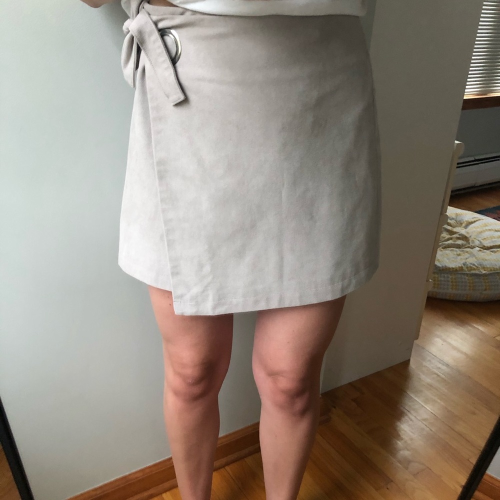 Faux suede wrap skirt